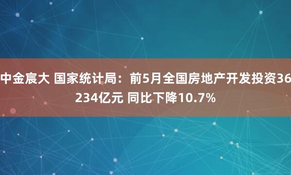 中金宸大 国家统计局：前5月全国房地产开发投资36234亿元 同比下降10.7%