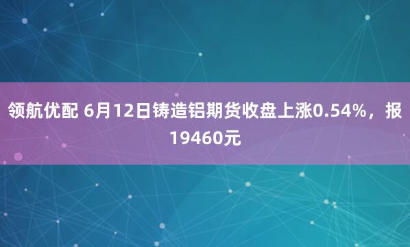 领航优配 6月12日铸造铝期货收盘上涨0.54%，报19460元