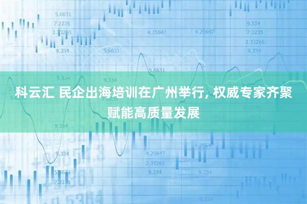 科云汇 民企出海培训在广州举行, 权威专家齐聚赋能高质量发展